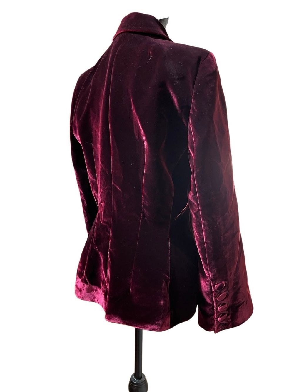 Khaite Blazer Cathy Burgundy Velvet Double Breasted Peak Collar Size 12 - Picture 9 of 14